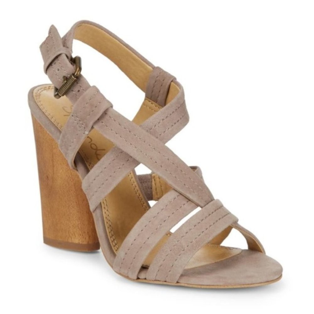 Splendid Flash strappy suede heeled sandals- Taupe- Size 8.5